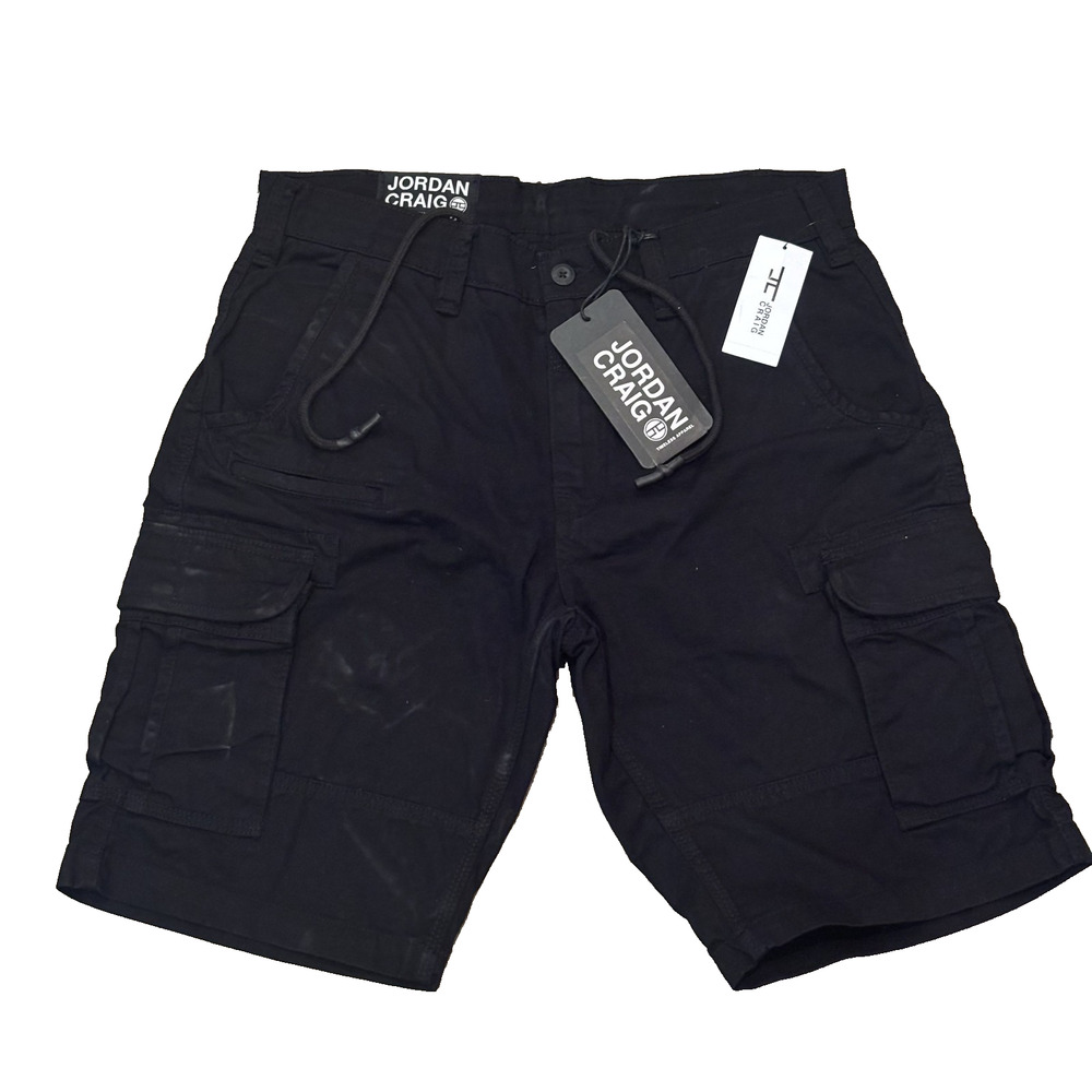 JORDAN CRAIG MENS BLACK CARGO SHORTS DRAWSTRING SIZE MEDIUM NWT